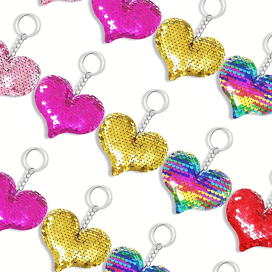 Sequin heart clearance keychain