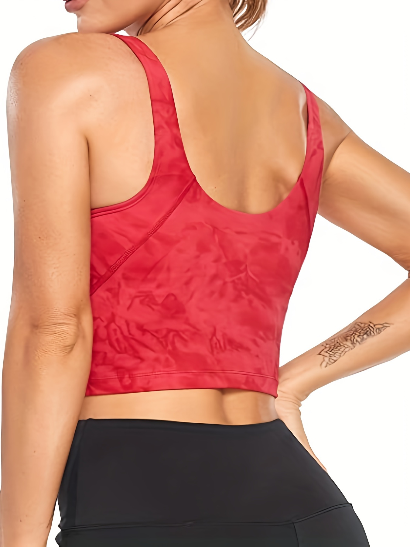 Buy HHUQ Women's Longline Sports Bra Wirefree Padded Medium Support Yoga  Bras for Running Workout Tank Tops（Rose Red，L） at