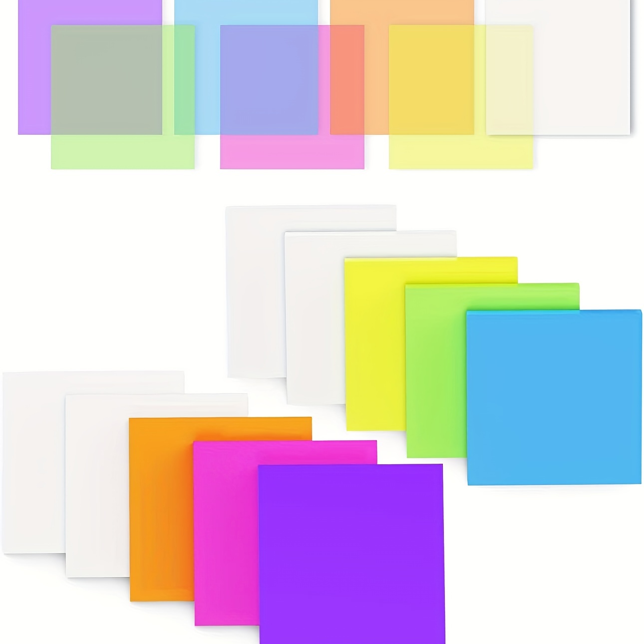 

500 Sheets Transparent Sticky Notes With A Large Capacity Of 500, Waterproof And Writable, 10 Sets Per Set, Available In Multiple Colors For Learning, Note-taking, Life, And Office