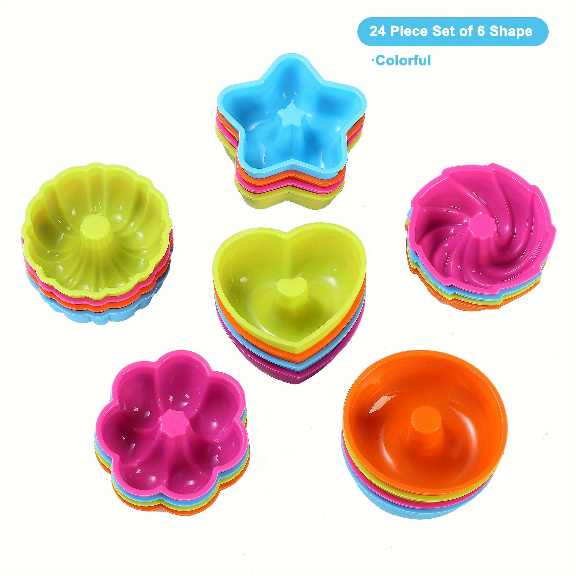 24 Pack Silicone Molds, Muffin Donut Mold Non-stick Heat Resistant