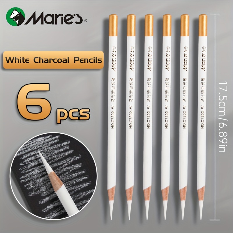 Marie's White Charcoal Pencils Set Sketch Highlight White - Temu