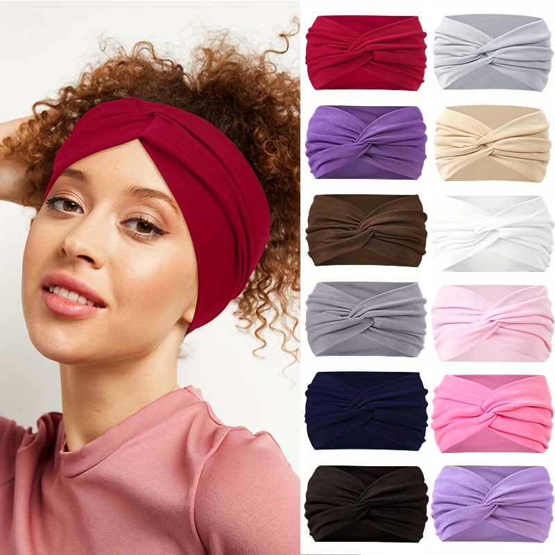 

6pcs/set Solid Color Headband Wide-brimmed Knotted Hair Band Minimalist Headwear Hair Accessories For Daily Wear