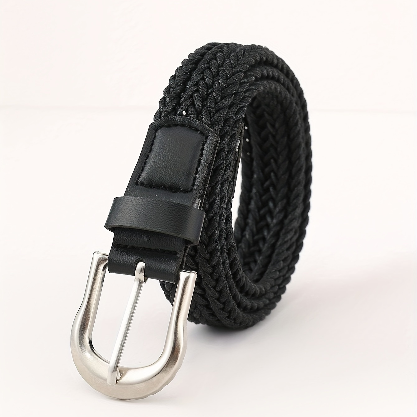 

Unisex Casual Braided Belt Simple Pin Buckle Black Waistband Classic Jeans Pants Belts For Women & Men