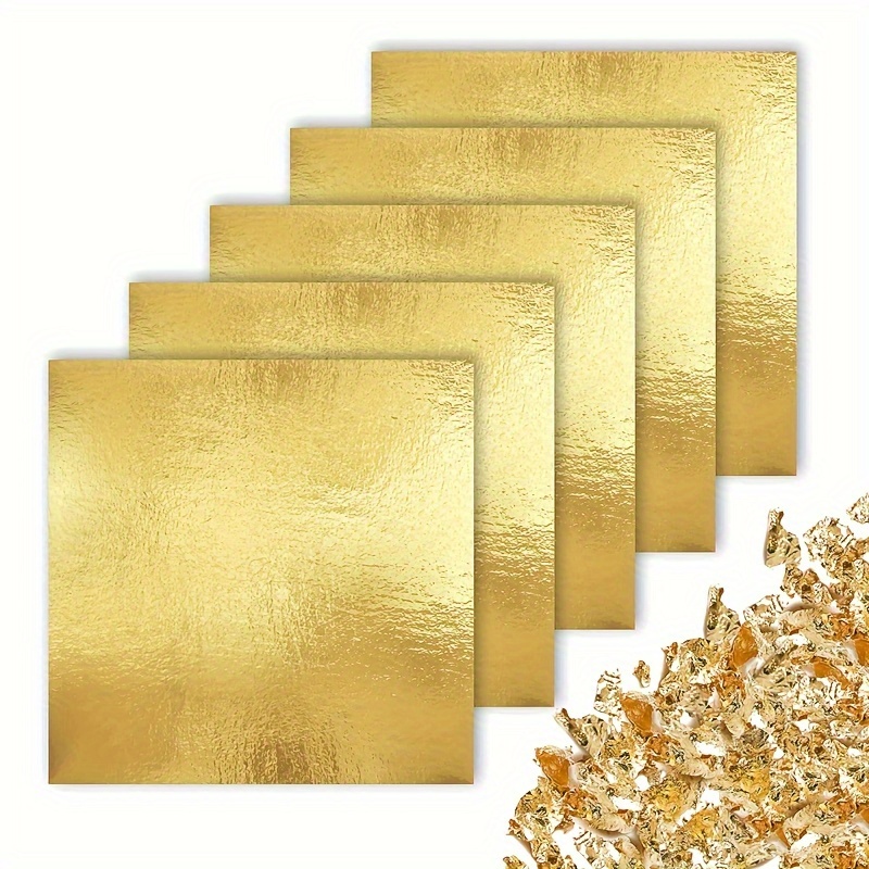 

100 Sheets Golden Leaf Metallic Copper Foil Sheets, Golden Plated Material For Arts And Crafts Decoration