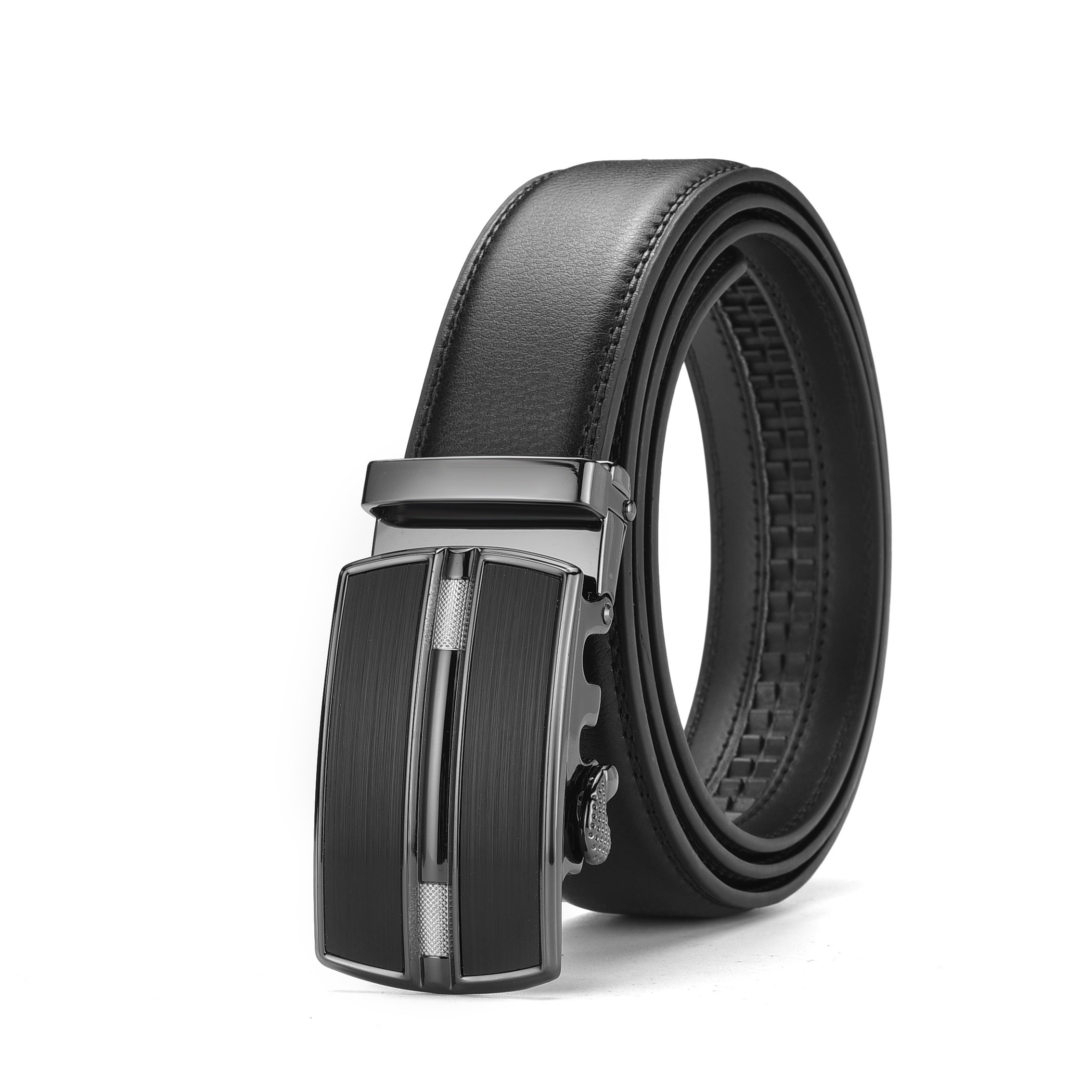 Durable Versatile Men's Automatic Buckle Belt Single-layer Cowhide  Checkerboard Pattern Width, Strong Tensile Strength, Adjustable, 304  Stainless Steel Buckle - Temu