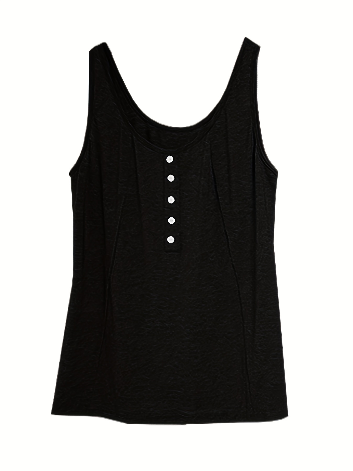 Button Decor Round Neck Tank Top Casual Loose Sleeveless - Temu