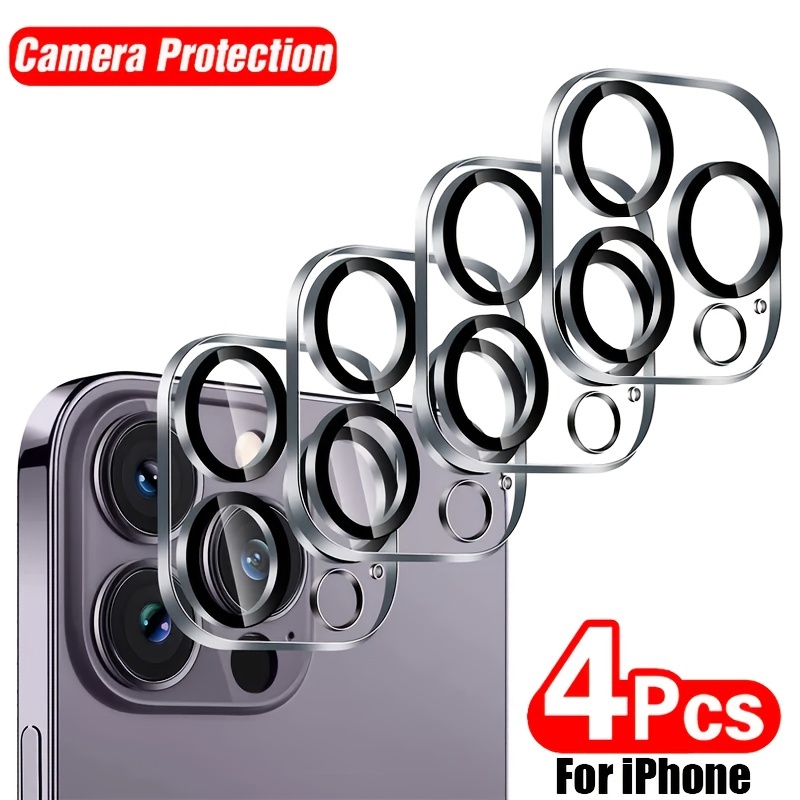 Protector de lente de cámara para iPhone 12 Pro Max, película de vidrio  templado de alta calidad, aleación de aluminio, anillo de cámara,  protección