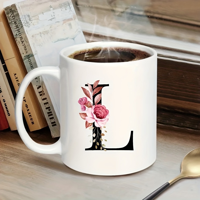 Letter Flower A z Coffee Mug For Office And Home Alphabet - Temu