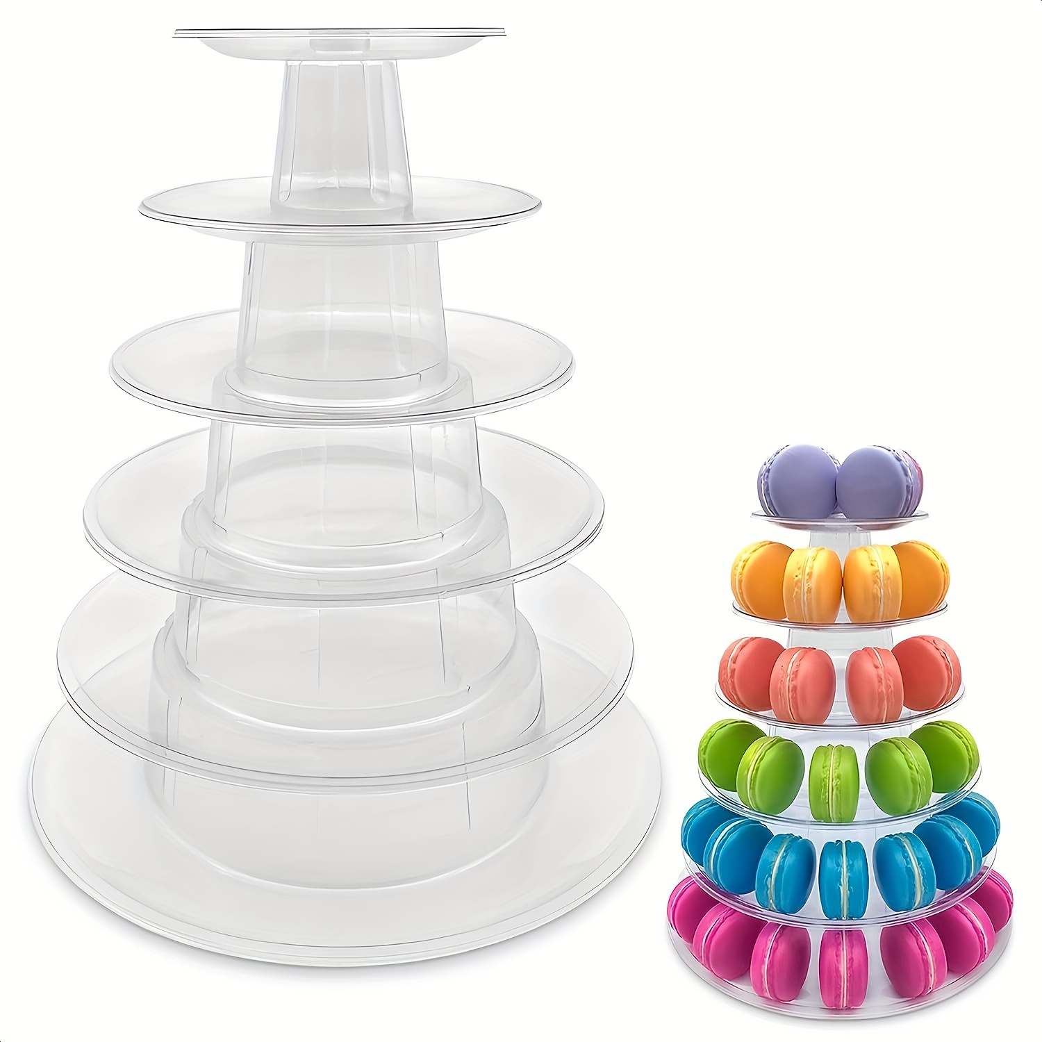 

1pc 4/6/10 Tier Round Macaron Display Stand Cake Stand Dessert Cupcake Stand Cookie Tray Rack Desserts Display For Wedding Birthday Party Baby Shower Bakery Decor Halloween Christmas Thanksgiving