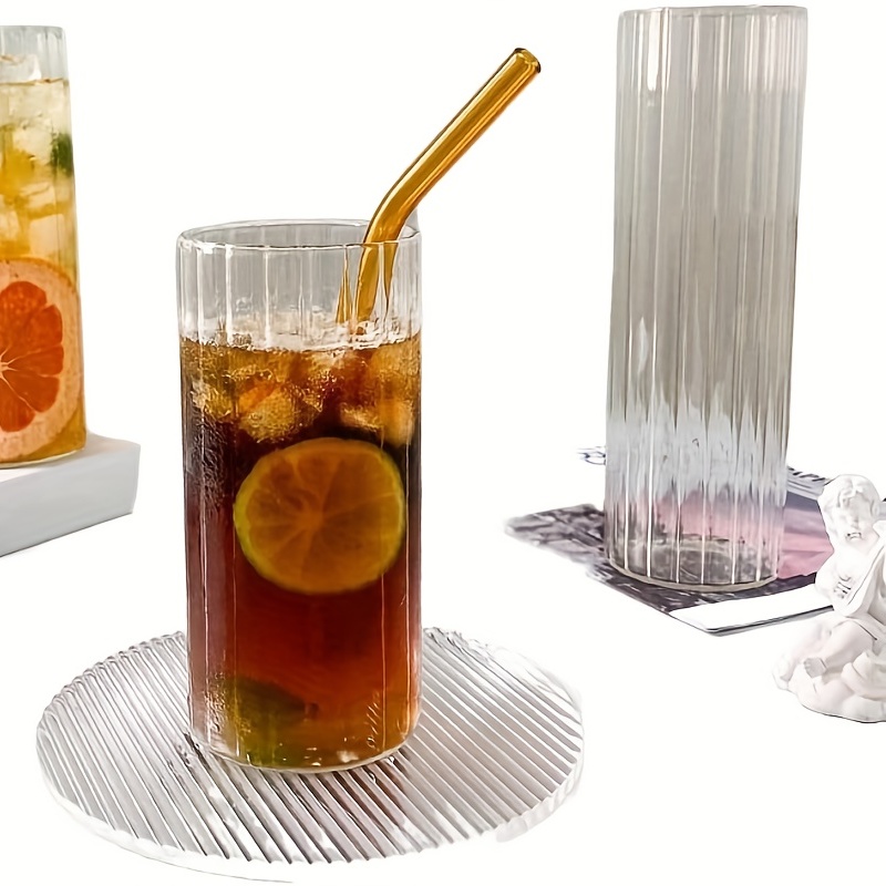 Clear Glass Water Cup Slim Coffee Cup For Juice Milk Ice - Temu