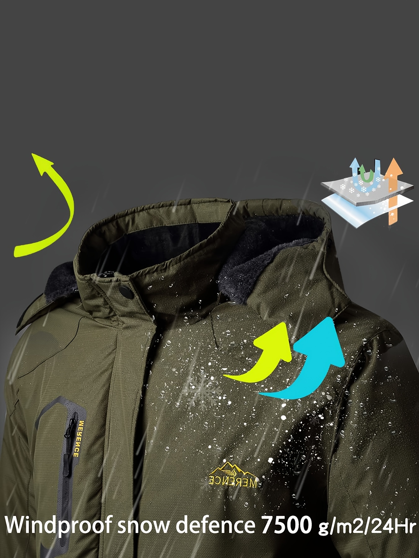 Lixada Men's Waterproof Jacket Windproof Ski Jacket Outdoor Hiking  Traveling Cycling Sports Detachable Hooded Raincoats