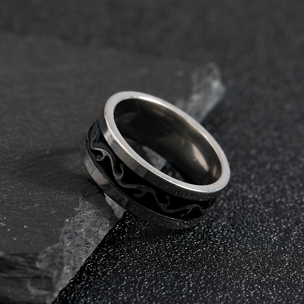 Men's Dragon Pattern Stainless Steel Rotating Ring