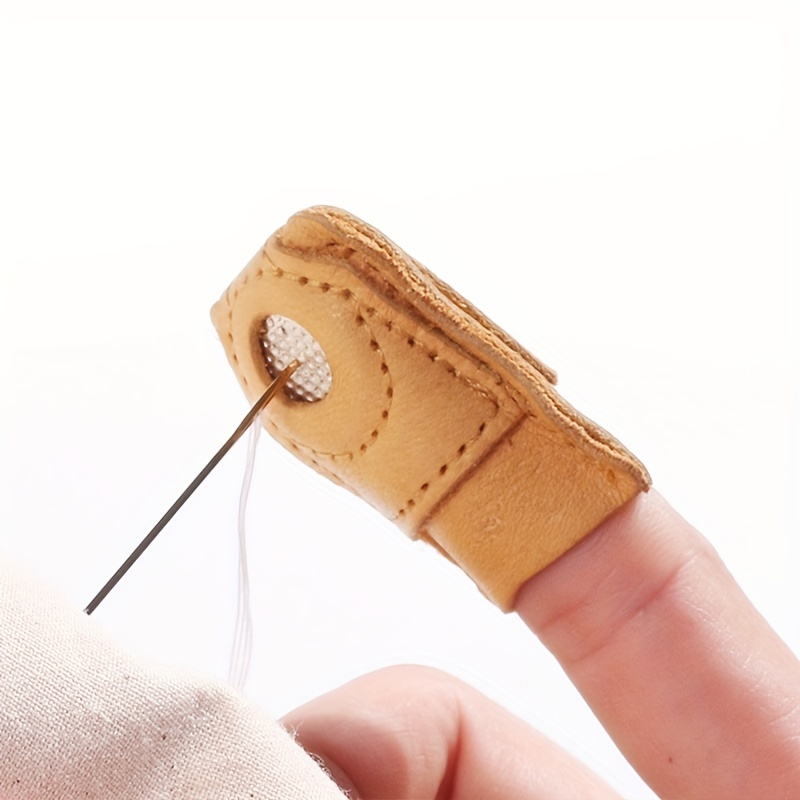 7Pcs Finger Protector Curved Needle Heavy Duty Sewing Needles with Cowhide  Sewing Thimble for Leather Carpet Canvas Repair Tools