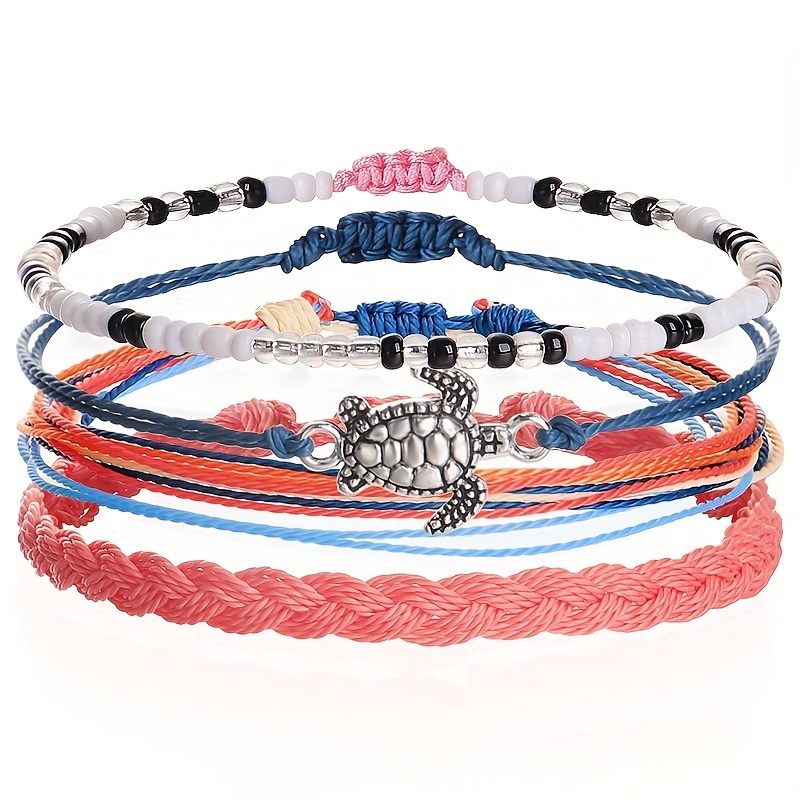 Beach Waterproof Wax Thread Braided Friendship Bracelet Set