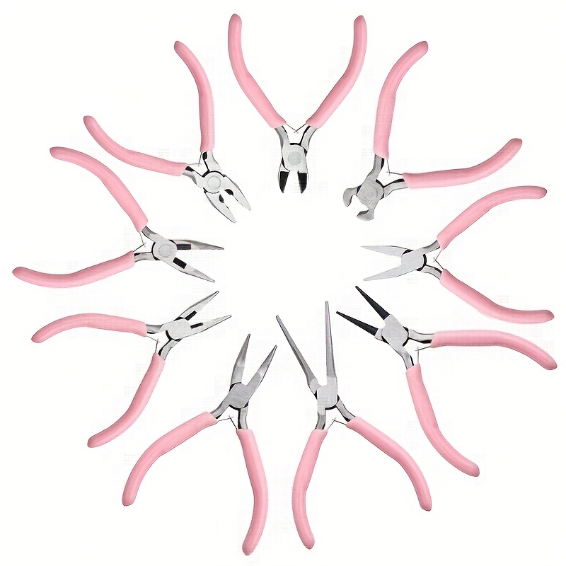 Pink Jewelry Pliers Tool & Equipment for KitsRound Nose Plier Side Tweezers  Mix Needle Spoon Tool DIY Metal Jewelry Making Tools