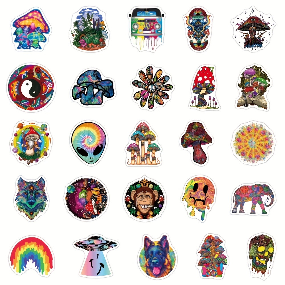 Sleep Easily Trippy Stickers 50pcs Packs - Supreme Stoner Sticker - Cool Hippie Skater Random Thrasher Decals, Dope 90s Stickers for Helmet - Trippy