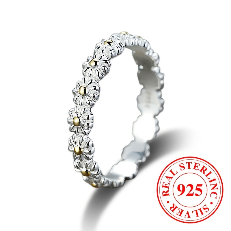 Dainty Flower 925 Sterling Silver Engagement Ring