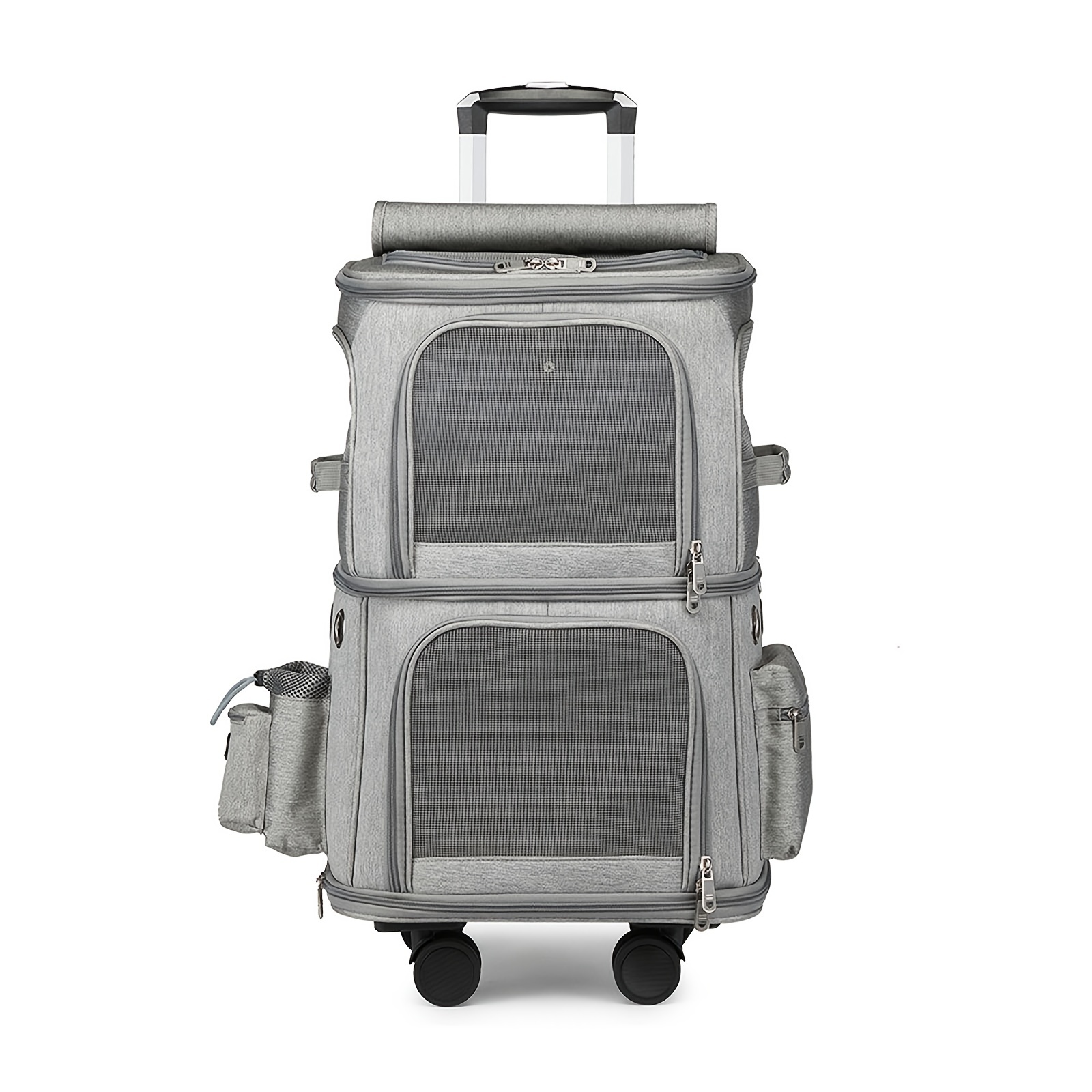 Double-compartment Pet Rolling Carrier With Wheels For 2 Pets, Cat Rolling  Carrier For 2 Cats, Super Ventilated Design,ideal For  Traveling/hiking/camping - Temu