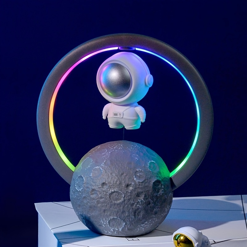 Maglev-Lampe lunaire avec haut-parleur Bluetooth, veilleuse lumineuse  colorée, base en bois de Mars/noir, ornement de bureau, décor de chambre à