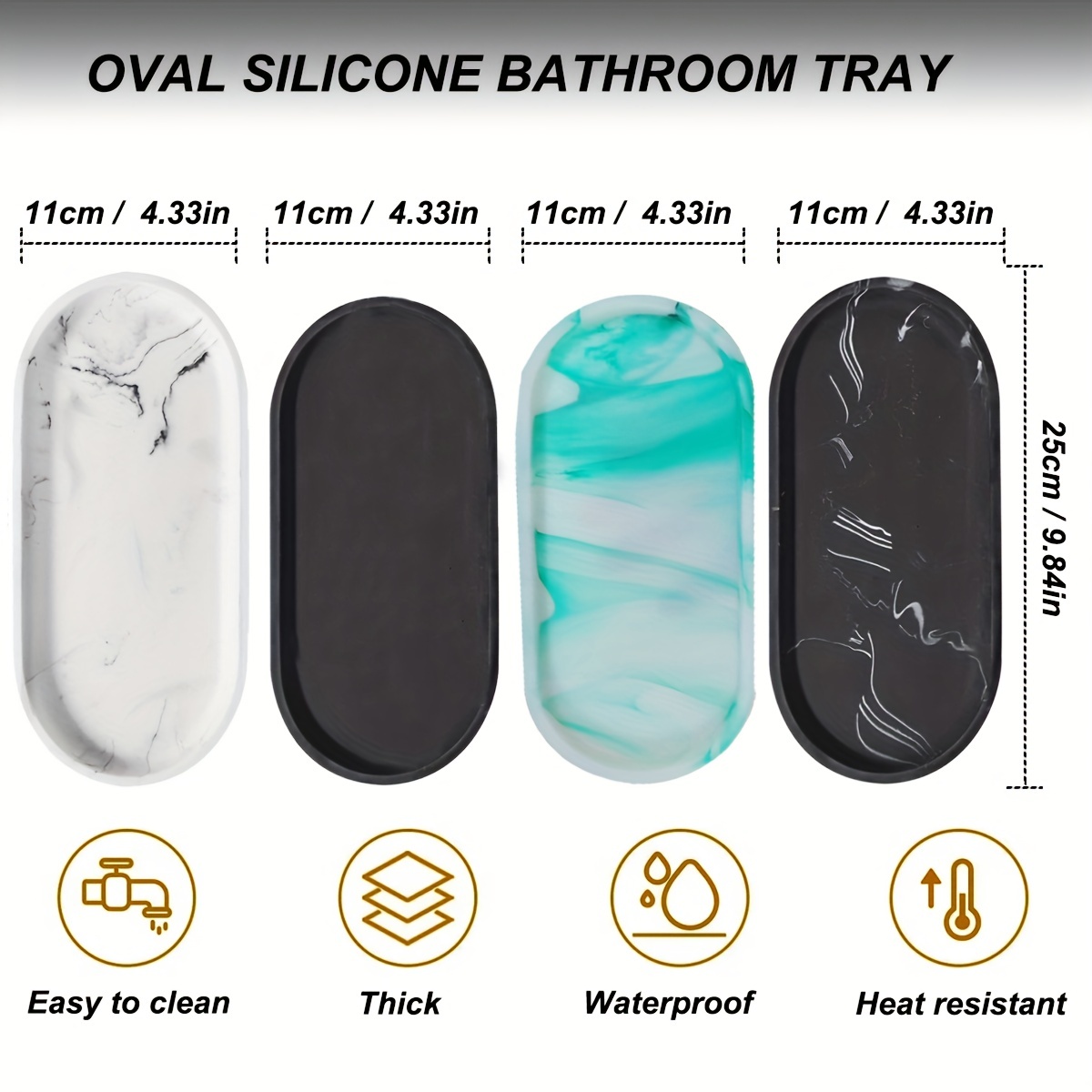 Countertop And Vanity Tray Shatterproof Silicone Kitchen And - Temu