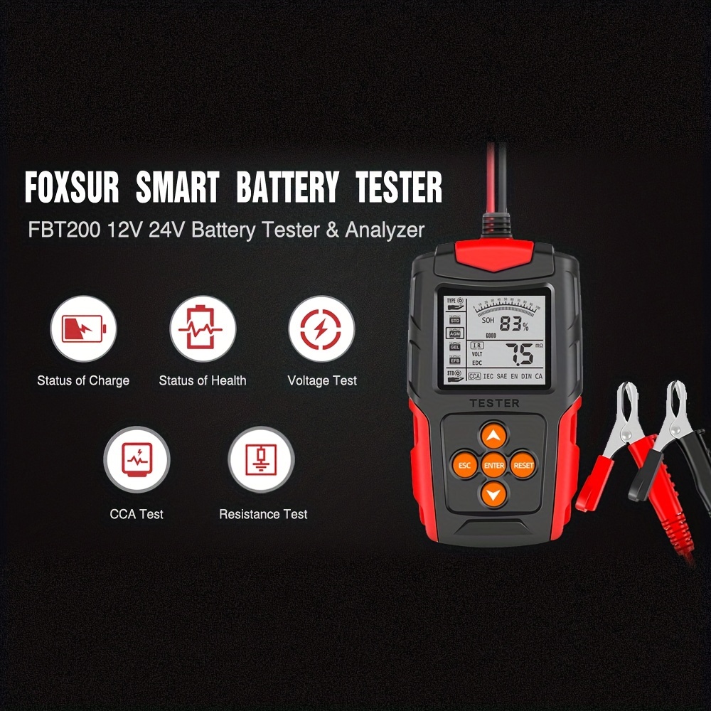 Testeur de batterie intelligent 6 ~ 12 V, charge d'essai 12 ~ 24 V, testeur  de batterie de voiture 12/24