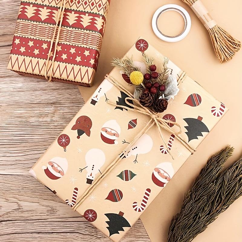 Miarhb Christmas Vintage Kraft Paper Wrapping Paper DIY Gift Wrapping Paper, Size: One size, Other