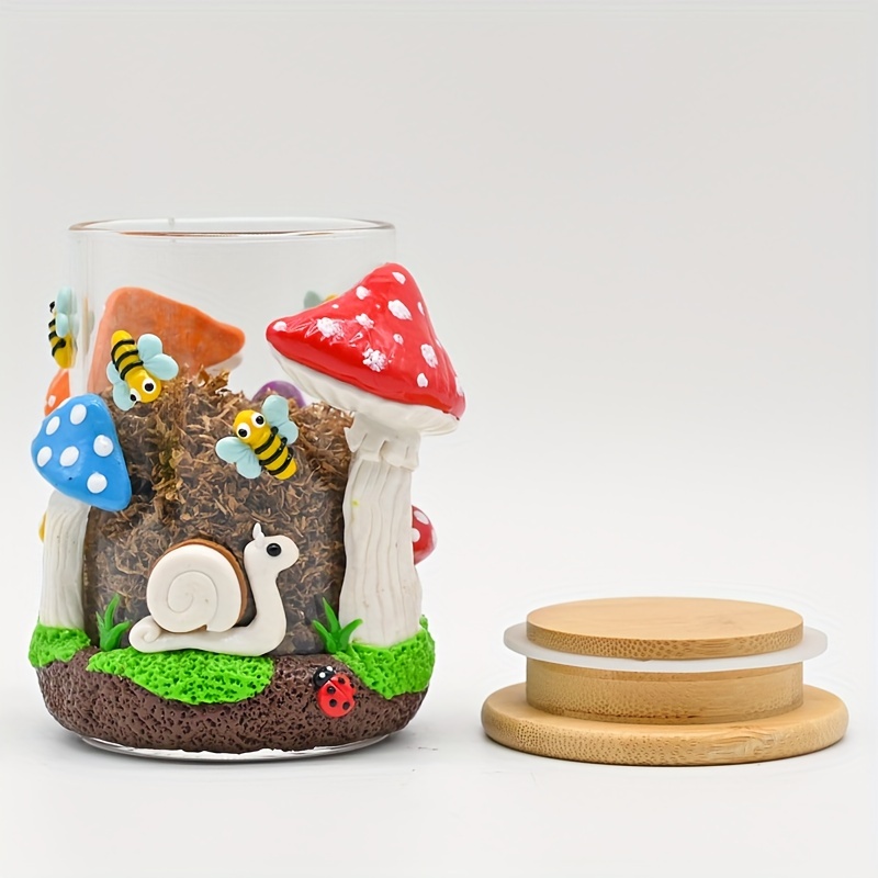 3d Handmade Soft Clay Storage Jar Cute Mushroom Theme Sealed - Temu