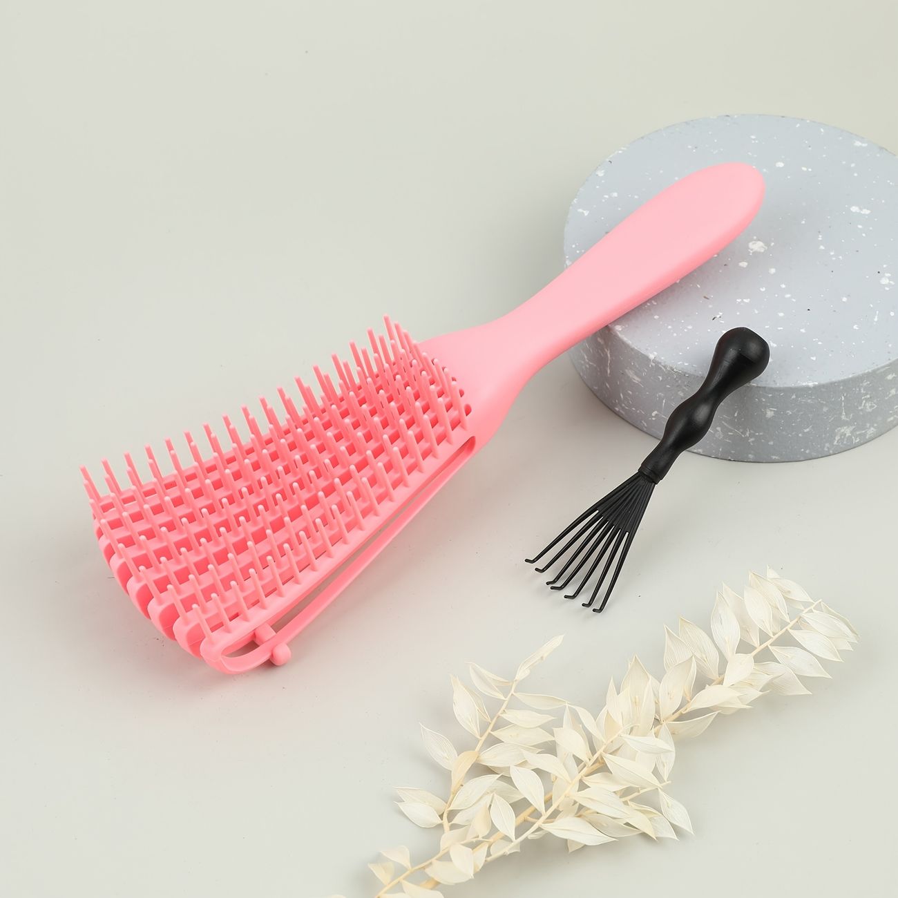 Hair Detangler Brush For Easy Detangling Curly Hair Including Kinky Wavy  Hair Curly Coily Hair 1pc Hollow Out Hair Comb Pink With 1pc Cleaning Brush  | Free Shipping For New Users | Temu