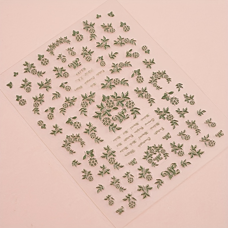 Green Leaves Nail Art Sticker 5D Self Adhesive Decals
