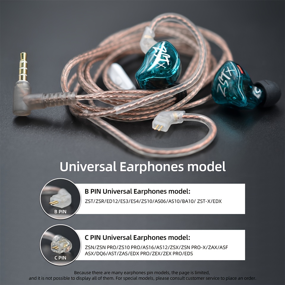 kz copper flat upgrade headphone cable pc wired headset game earphone hd microphone hifi   in ear monitor earbuds Product details 7