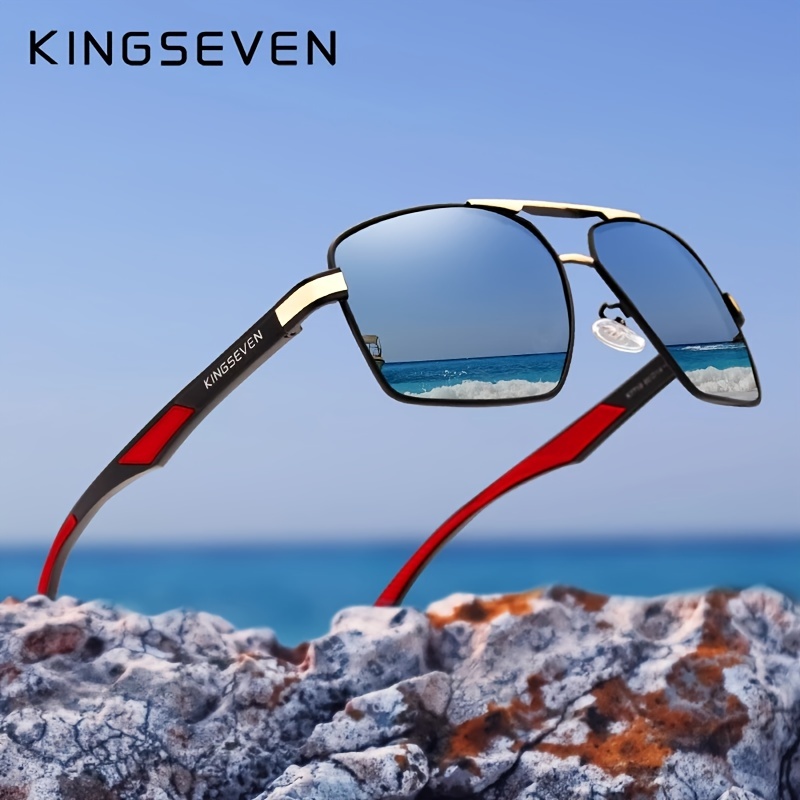 Aluminum Men's Sunglasse Polarized Lens Red Design Temples Sun Glasses Coating Mirror Glasse 7719,Temu