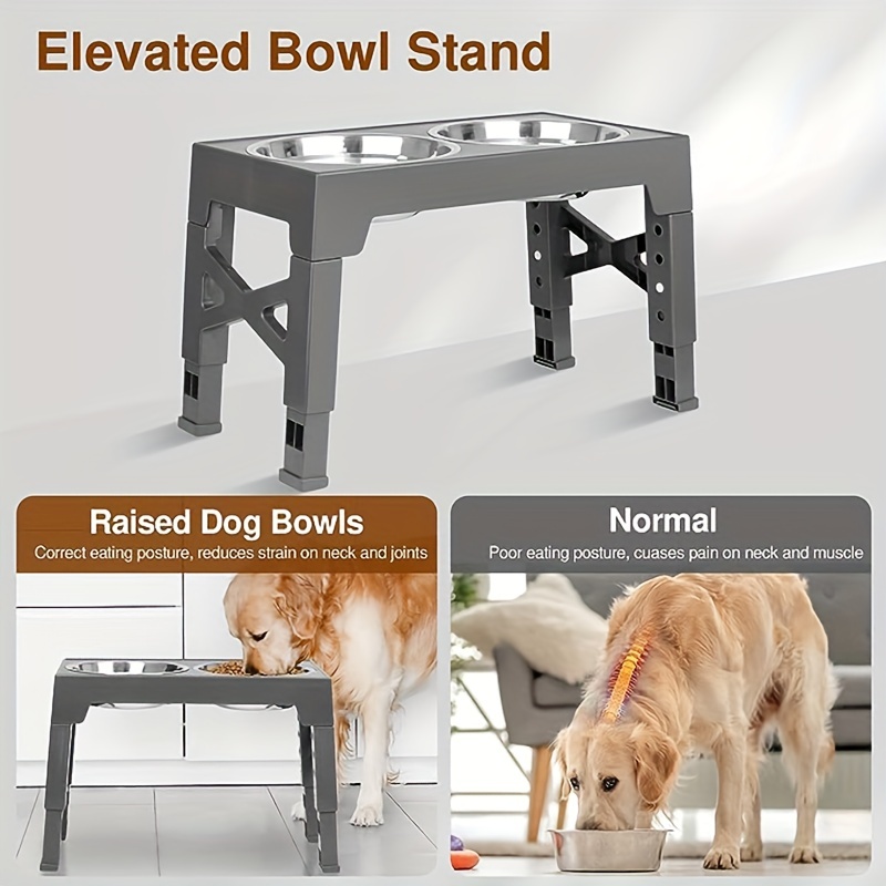 Elevated Dog Bowls Raised Pet Bowl Stand Adjustable Height 2