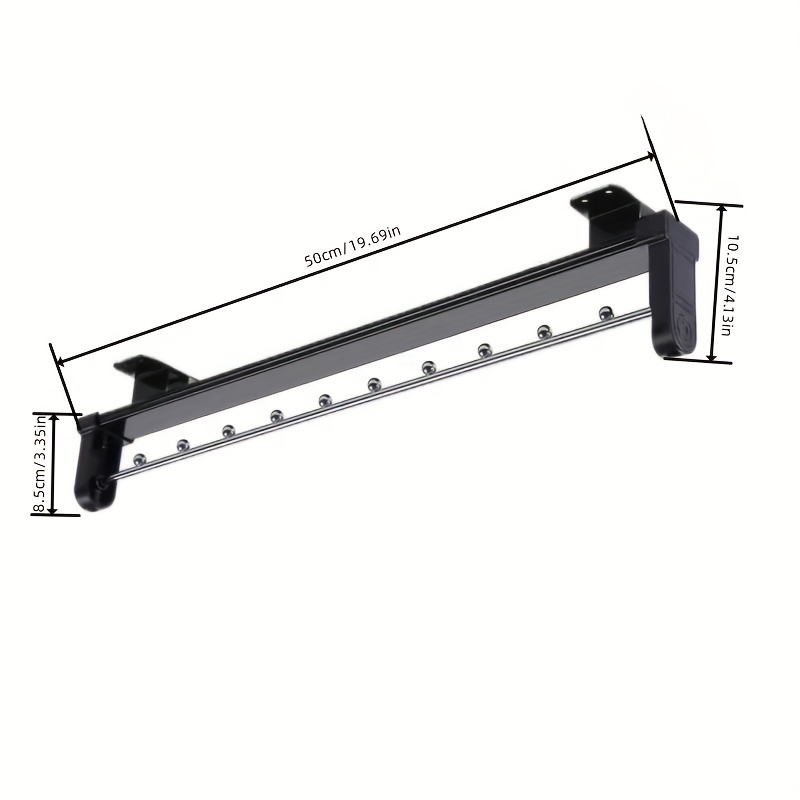 Pullout Clothes Storage Rod, Adjustable Wardrobe Clothing Rail, Top Mounted Wardrobe Rack