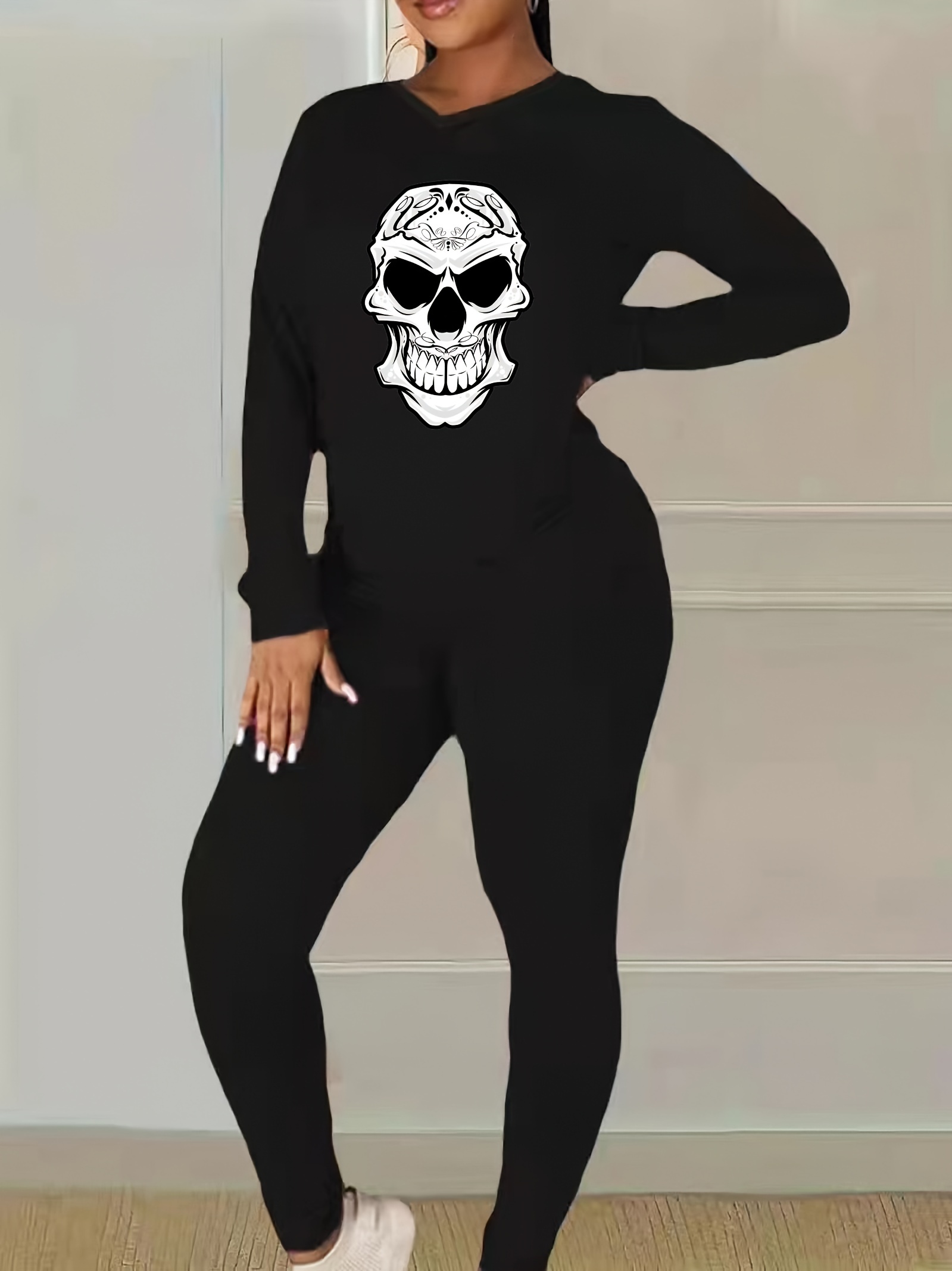 Plus Size Halloween Casual Outfits Two Piece Set Women's - Temu