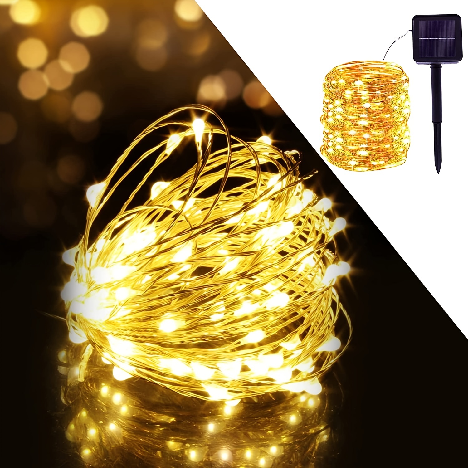 1pc solar string lights solar fairy lights ip65 waterproof copper wire solar lights for garden patio party christmas decoration details 2