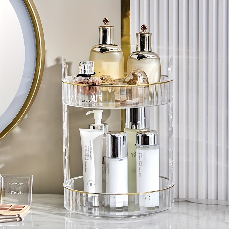 Glass Gold Bathroom Organizer/Stackable 2Pieces Drawer Set Storage/Antique  Countertop Vanity Cosmetic Storage Box Mirror Glass Beauty Display