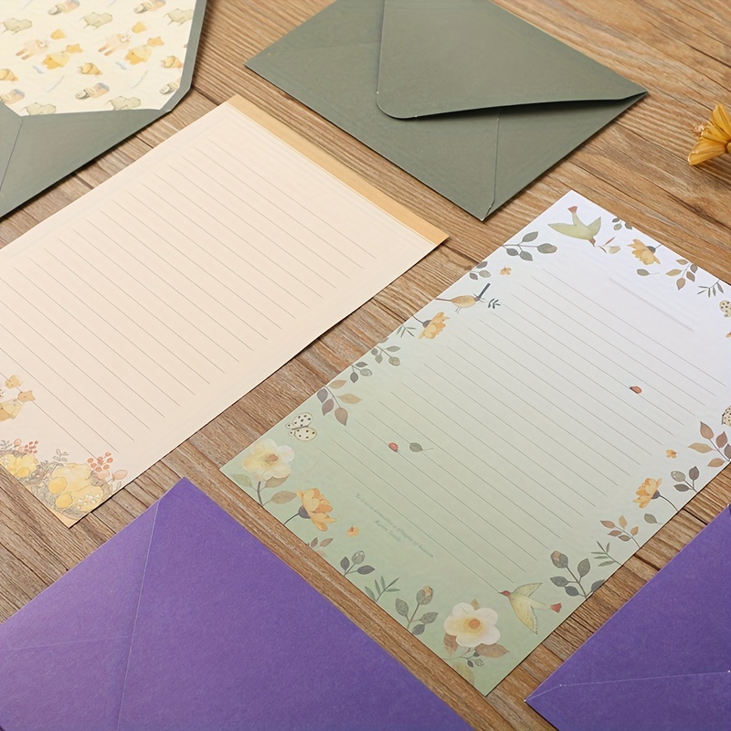 80Pcs Kraft Writing Stationery Paper Vintage Letter Set Lined and Blank  Invitation Greeting Love Letter Paper Handwriting Paper for Writing Poems