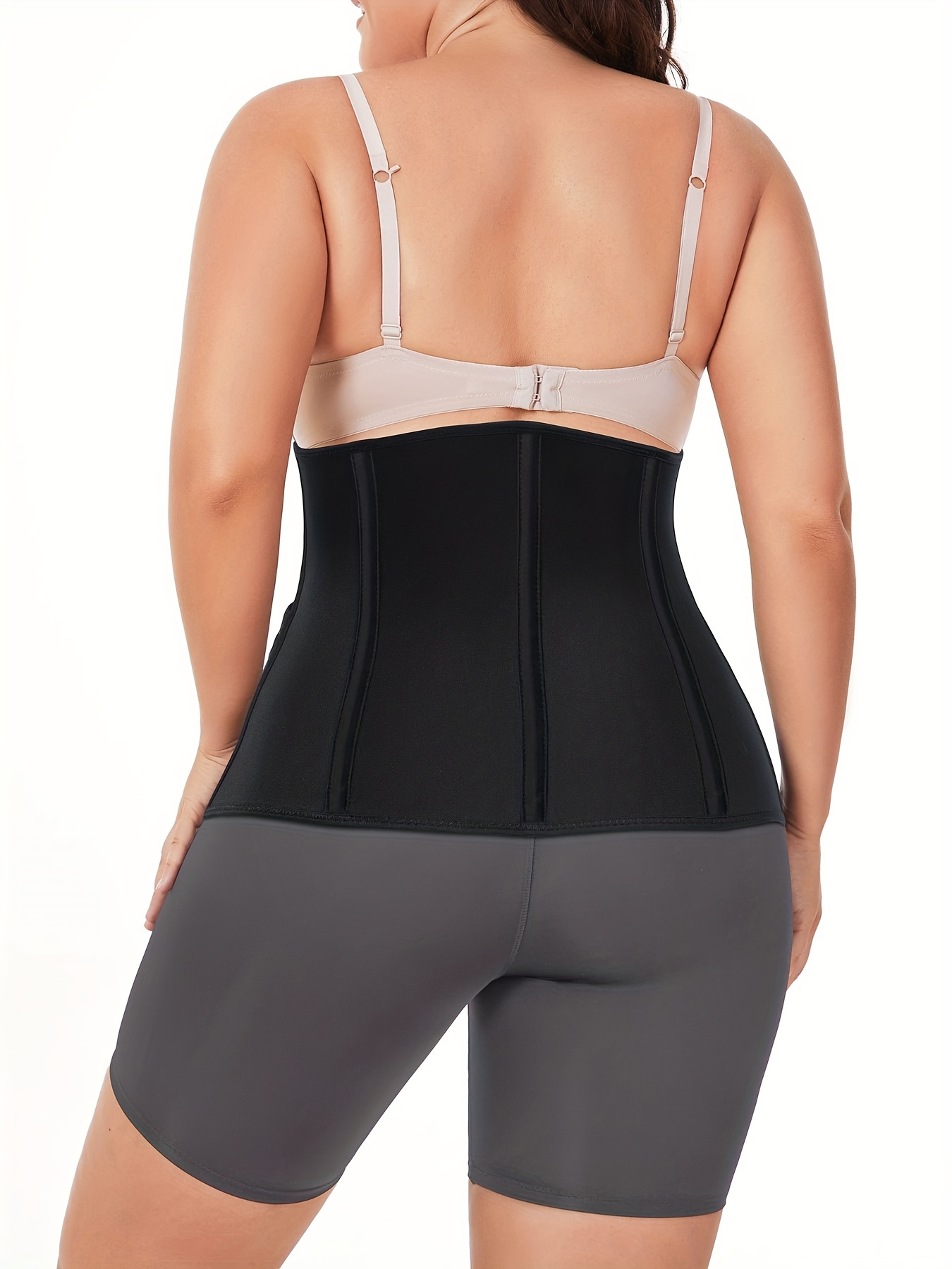 Plus Size Sports Coset, Women's Plus Durable Zipper Wrap Waist Trainer  Tummy Control Shaper