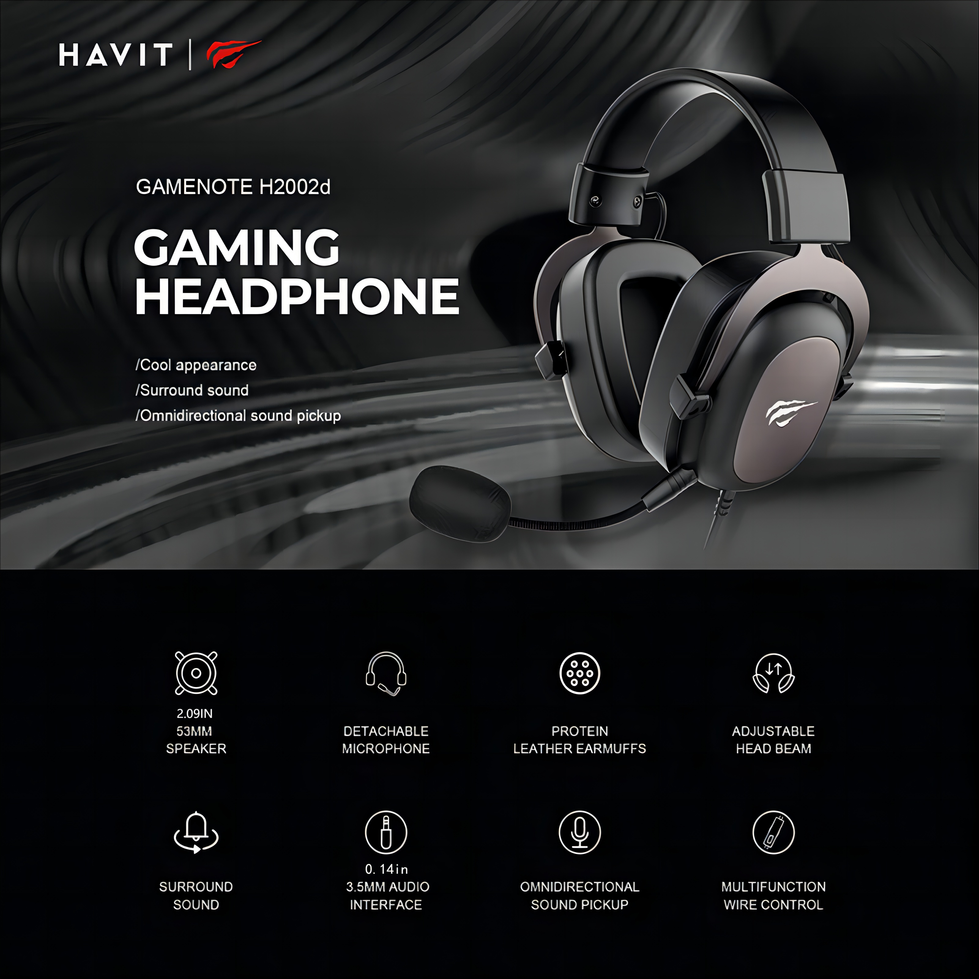 Havit 有線 RGB ゲーミング ヘッドセット Xbox One シリーズ X/S PS4