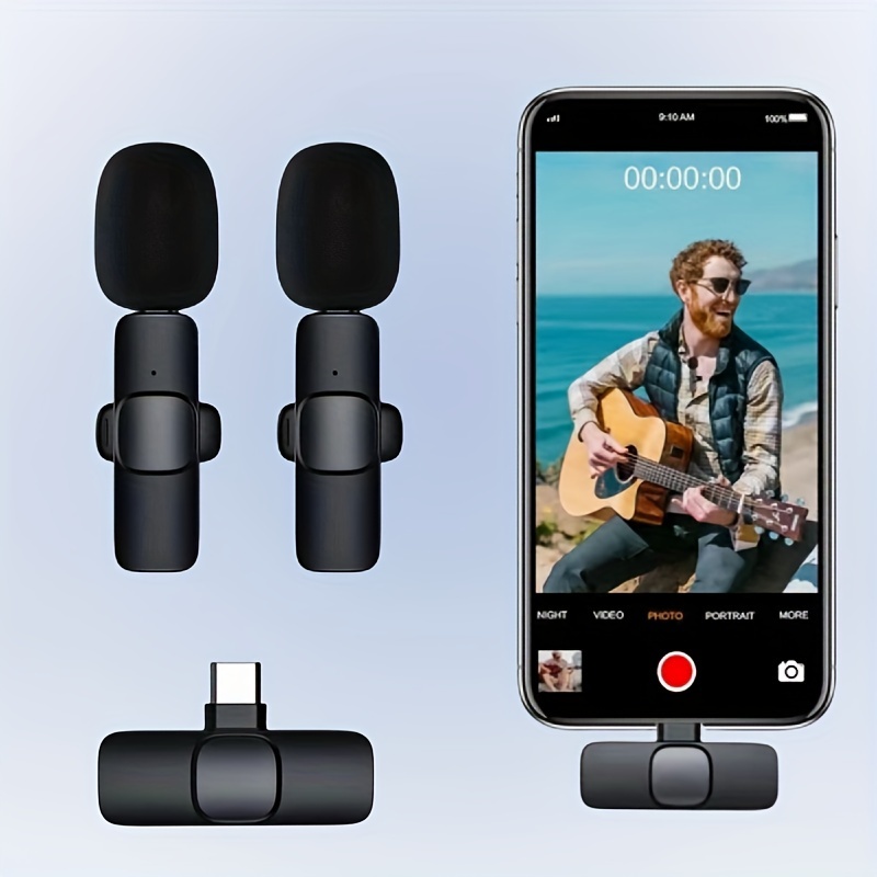 Micrófono inalámbrico para iPhone Android cámara, mini micrófono de solapa,  micrófono de teléfono para grabación, vlogging, transmisión en vivo