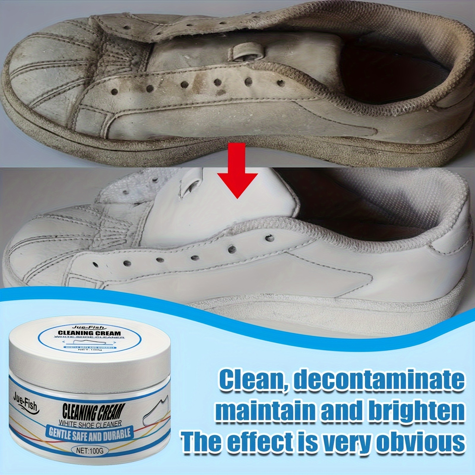 White Shoe Cleaner, 100ml With Soft Brush Head, Shoe Cleaner Kit For White  Shoes, Leather Shoes,Sneakers on Clearance