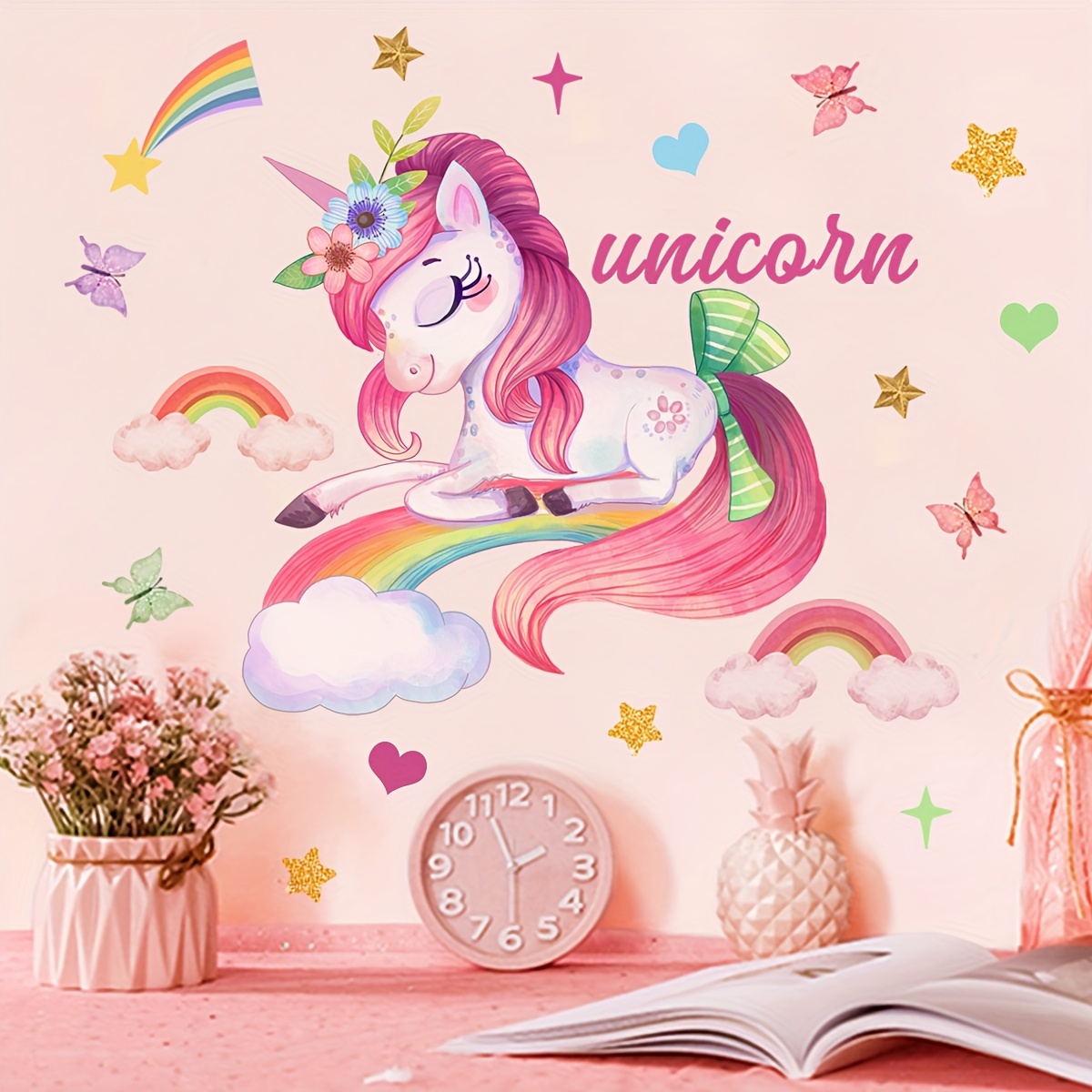 Rainbow Unicorn Wall Decals For Bedroom And Living Room - Temu