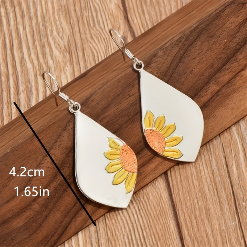 Boho Sunflower Pendant Earrings - 2pcs Pair