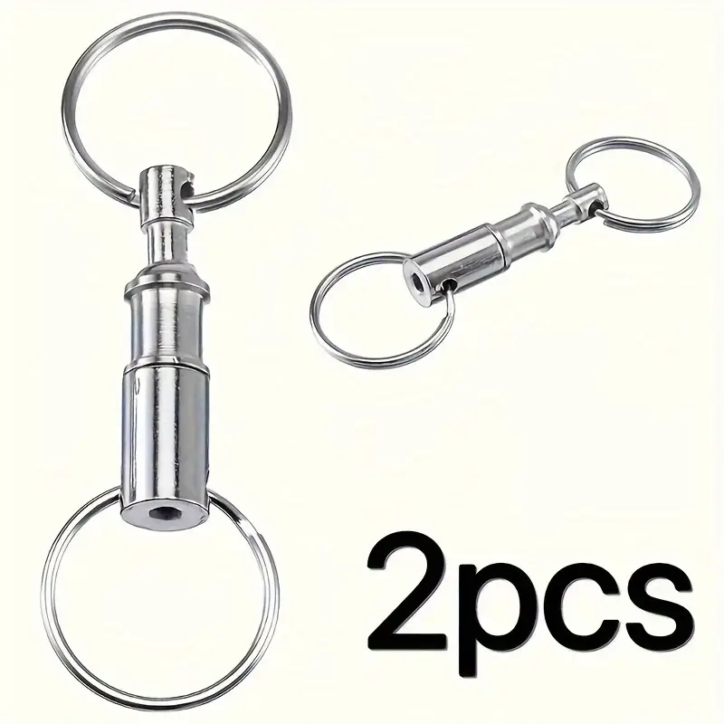 2pcs, Quick Release Key Ring Keychain, Detachable Double-Ring Key Chain, Creative Durable Metal Buckle for Outdoor Camping Hiking Travel,Temu