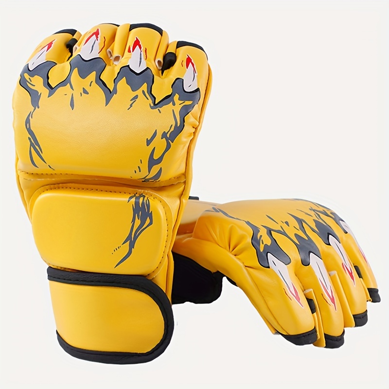 

1 paire de gants de boxe demi-doigts pour adultes, convient pour l'entraînement MMA, UFC, Muay Thai, combat, sacs de frappe, pour hommes et femmes