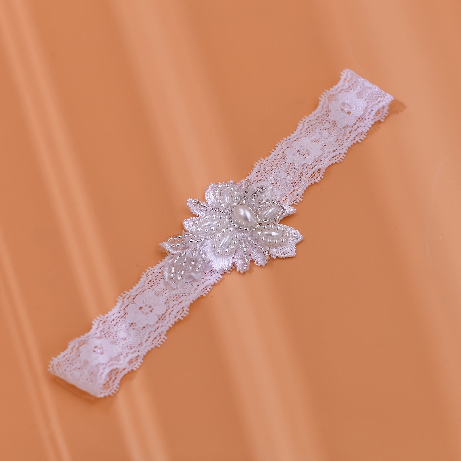 1PC Eleganter Spitzen-Oberschenkelring Mit Exquisiten Perlenverzierungen,  Strumpfbandgürtel, Brautkleidrockzubehör