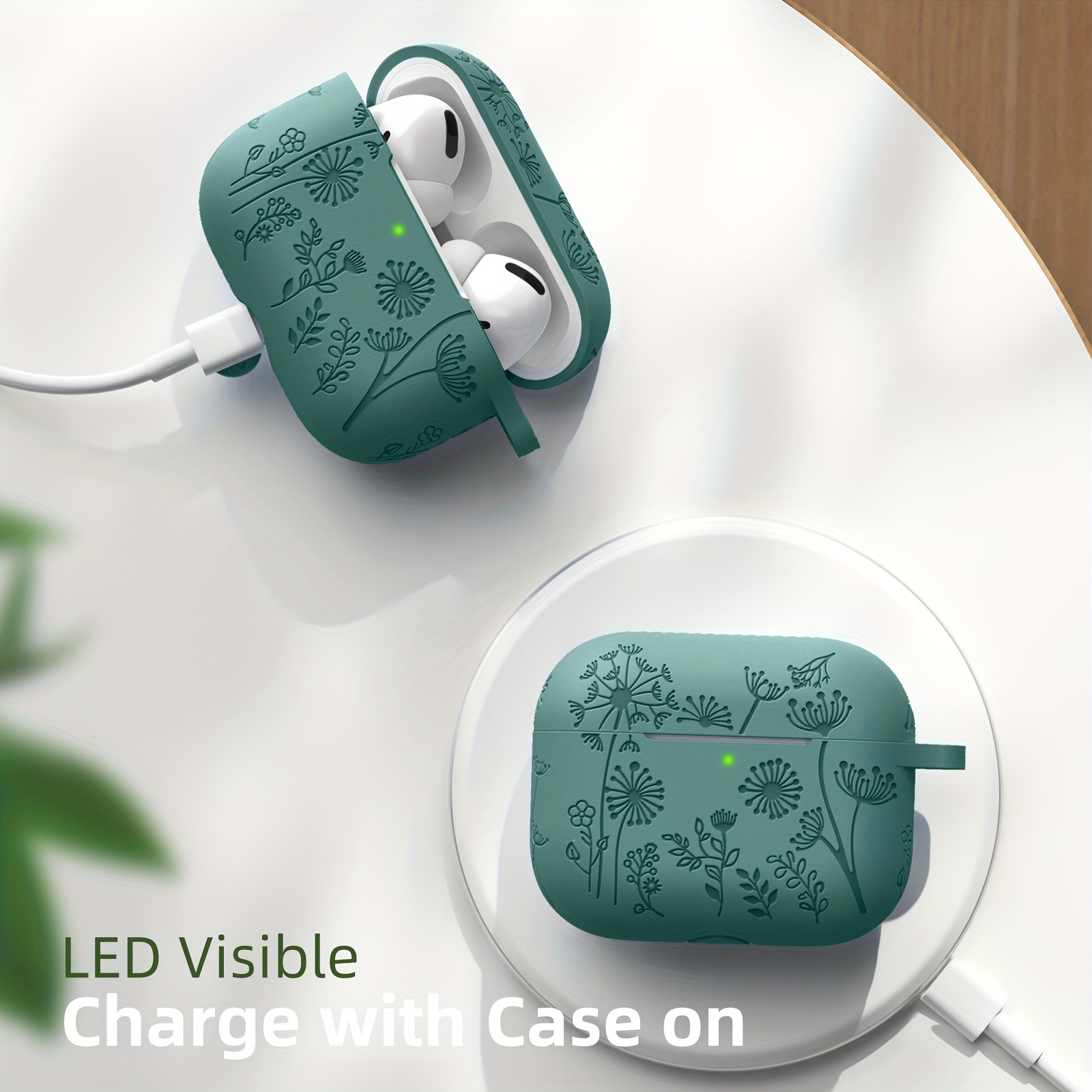 Coque Compatible Avec La Coque Pro 2 Avec Gravure Fleur, Coque De  Protection Complète En Silicone Souple Pour Pro Case 2ème/1ère Génération  LED Avant Visible, Vert Pin - Temu Belgium