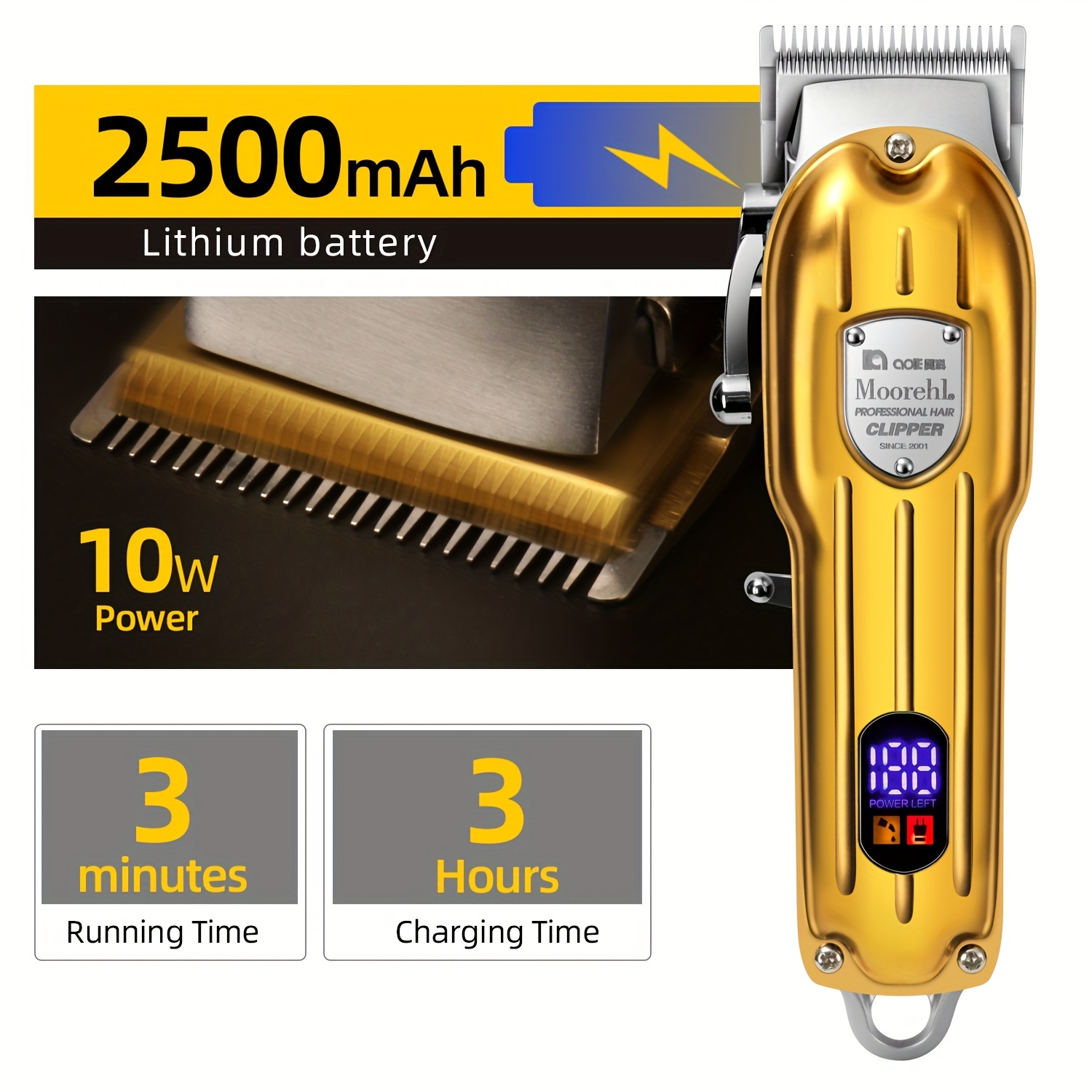 D4 Metal Hair Clipper Oil Head Clipper Barber Shop Carving Electric Clipper  Hair Salon Gradient Shaver (gold)