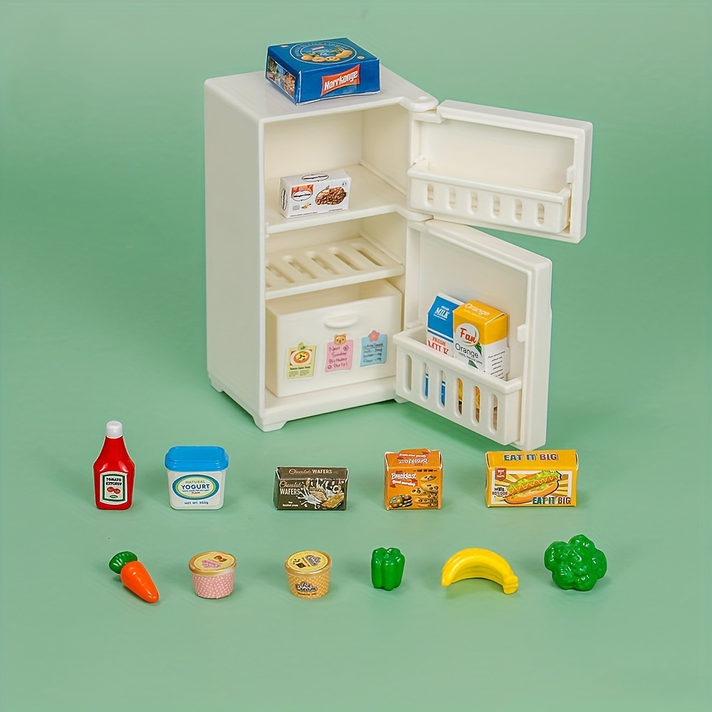 Dollhouse Mini fridge toy model Miniature Food drink accessories