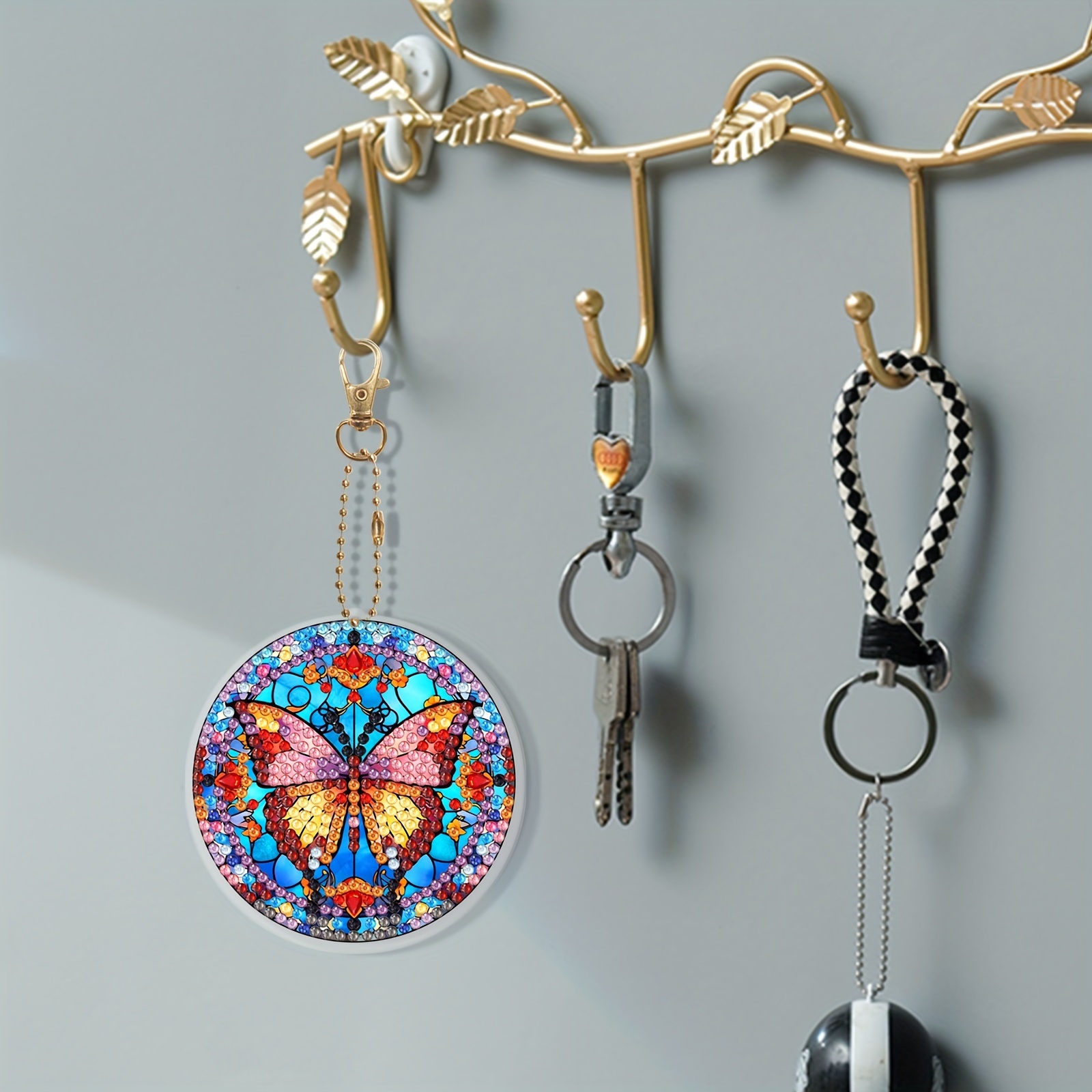 DIY Diamond Art Keychains Diamond Mosaic Kit Point Drill Key Ring (GJ039)